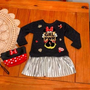 Disney Minnie Sweatshirt Dress with Purse, Size 3T